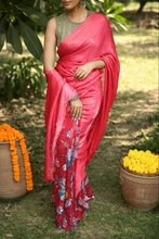 Load image into Gallery viewer, Crimson Glow Half-and-Half Saree
