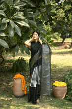 Load image into Gallery viewer, Black and Silver Tissue Saree
