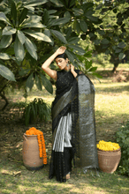 Load image into Gallery viewer, Black and Silver Tissue Saree
