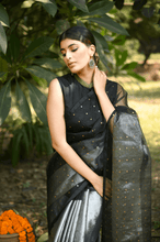 Load image into Gallery viewer, Black and Silver Tissue Saree
