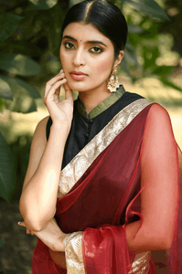 Cranberry Red Organza Saree