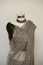 Load image into Gallery viewer, Beige Shimmer Lycra Saree
