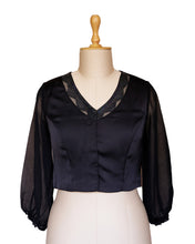 Load image into Gallery viewer, Black Satin &amp; Georgette Luxe Blouse
