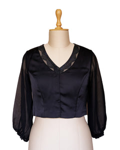 Black Satin & Georgette Luxe Blouse