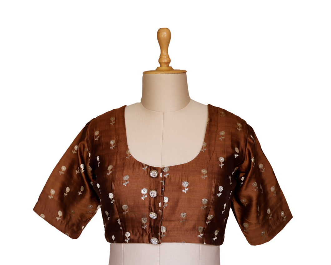 Golden Pearl Cinnamon Silk Blouse