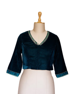 Teal Velvet Blouse