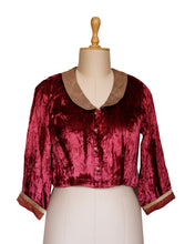 Load image into Gallery viewer, Maroon &amp; Gold Velvet Blouse
