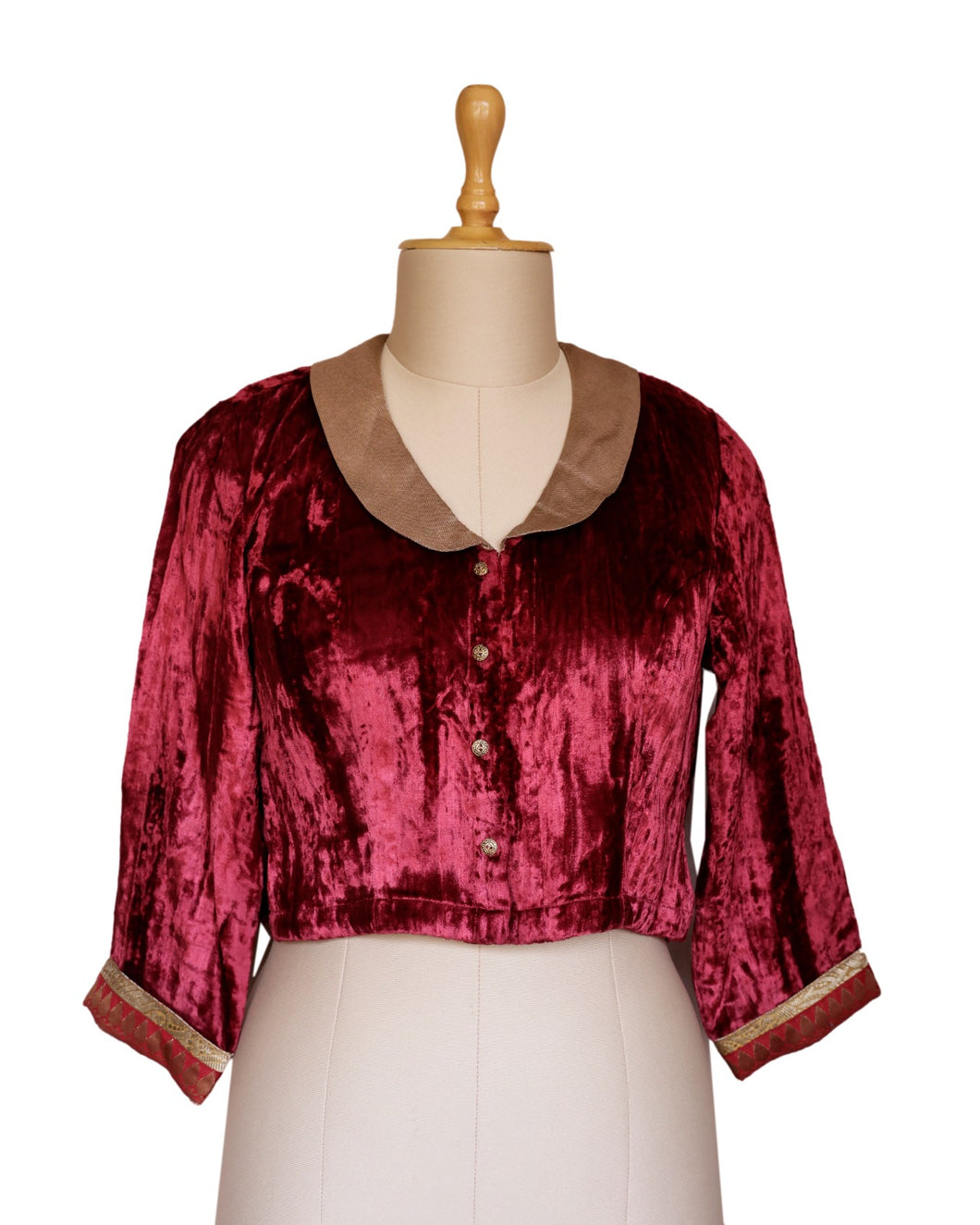 Maroon & Gold Velvet Blouse