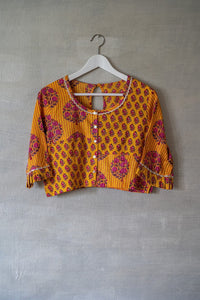 Elāna Orange Printed Blouse