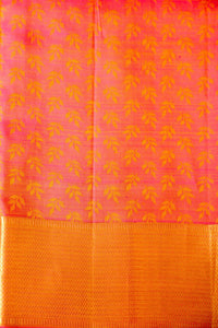 Orange Mulberry Silk Saree