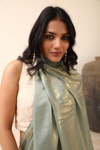 Load image into Gallery viewer, Sea Foam Green Shimmer Georgette Saree
