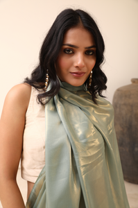 Sea Foam Green Shimmer Georgette Saree