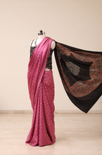 Load image into Gallery viewer, Black and Pink Modal Silk Saree
