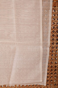 Striped Ivory Silk Cotton Chanderi Saree