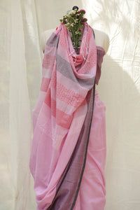 Asrakhadira Pink Cotton Saree