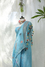 Load image into Gallery viewer, Ksauma Jamdani Linen Saree
